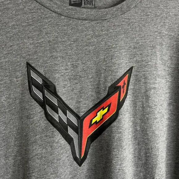 C8 Corvette Long Sleeve New Era T-Shirt Gray Logo Mens Pullover Sz 2XL - Picture 4 of 7